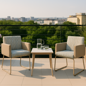 Krzesło balkonowe tarasowe Paris MODERN beż zestaw 2 sztuki