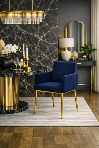 Atramentowe eleganckie krzesło do salonu zestaw 2 sztuki