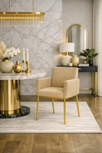 Beżowe eleganckie krzesło Avanti do salonu zestaw 2 sztuki