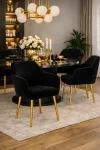 Krzesło do salonu jadalni idealne do stołu CZERŃ ZŁOTO AKSAMIT