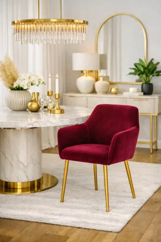 Krzesło tapicerowane do salonu jadalni idealne do stołu BORDO BEŻ